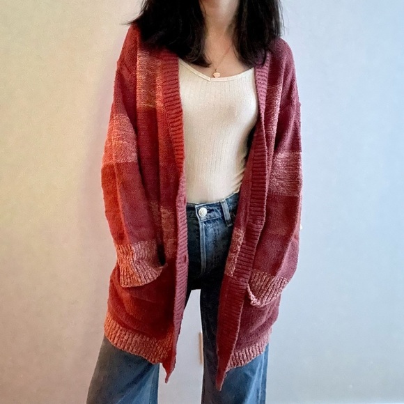 NWT FREE PEOPLE SOUTHPORT  OVERSIZED BEACH CARDIGAN BLUSHES COMBO XS - Picture 3 of 13